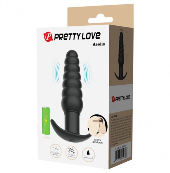 Pretty Love - Aeolis Vibrating Anal Plug Massager (Battery - Black)